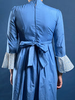 Load image into Gallery viewer, Vintage 1960s Prairie Cottagecore Midi Dress w/ Floral Pattern
