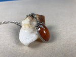 Load image into Gallery viewer, Antique Art Nouveau 1930s Amber &amp; Silver Pendant Necklace
