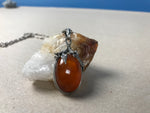 Load image into Gallery viewer, Antique Art Nouveau 1930s Amber &amp; Silver Pendant Necklace
