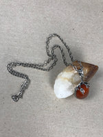 Load image into Gallery viewer, Antique Art Nouveau 1930s Amber &amp; Silver Pendant Necklace
