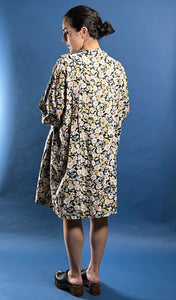 Vintage 1970s Kaftan Shirtdress w/ Floral Pattern