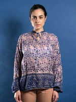 Load image into Gallery viewer, Vintage 1970s Indian Cotton Gauze Peasant Blouse, Handmade Block Print, Made in India
