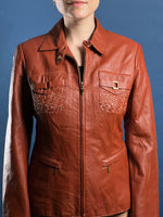 Load image into Gallery viewer, Vintage 1990s BCBGMAXAZRIA Tan Leather Jacket
