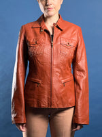 Load image into Gallery viewer, Vintage 1990s BCBGMAXAZRIA Tan Leather Jacket
