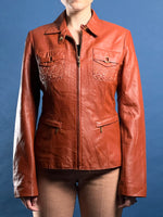 Load image into Gallery viewer, Vintage 1990s BCBGMAXAZRIA Tan Leather Jacket
