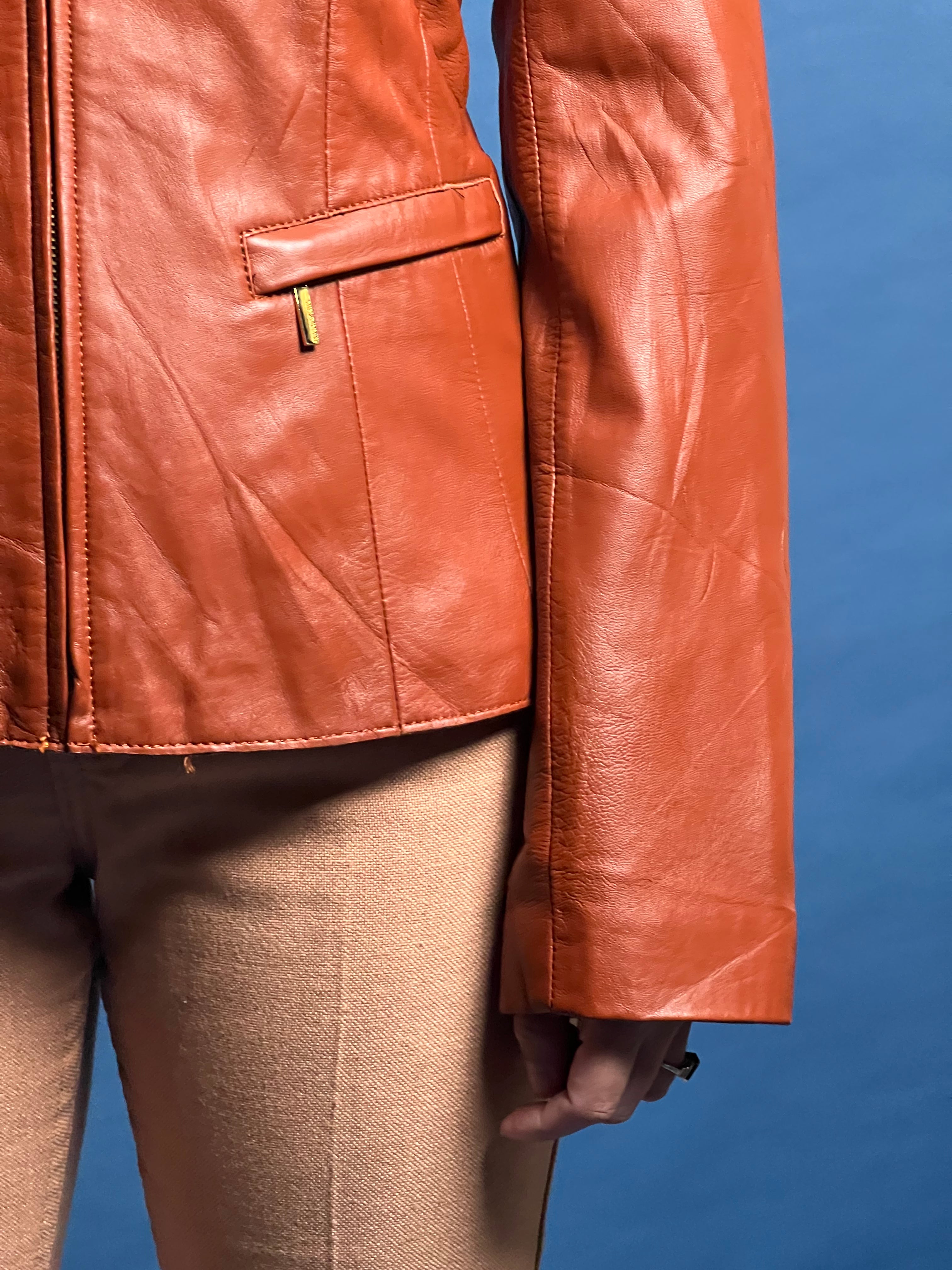 Vintage 1990s BCBGMAXAZRIA Tan Leather Jacket