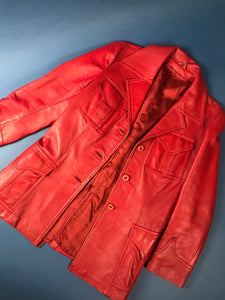 Vintage 1970s Red Leather Mod Jacket