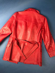 Vintage 1970s Red Leather Mod Jacket