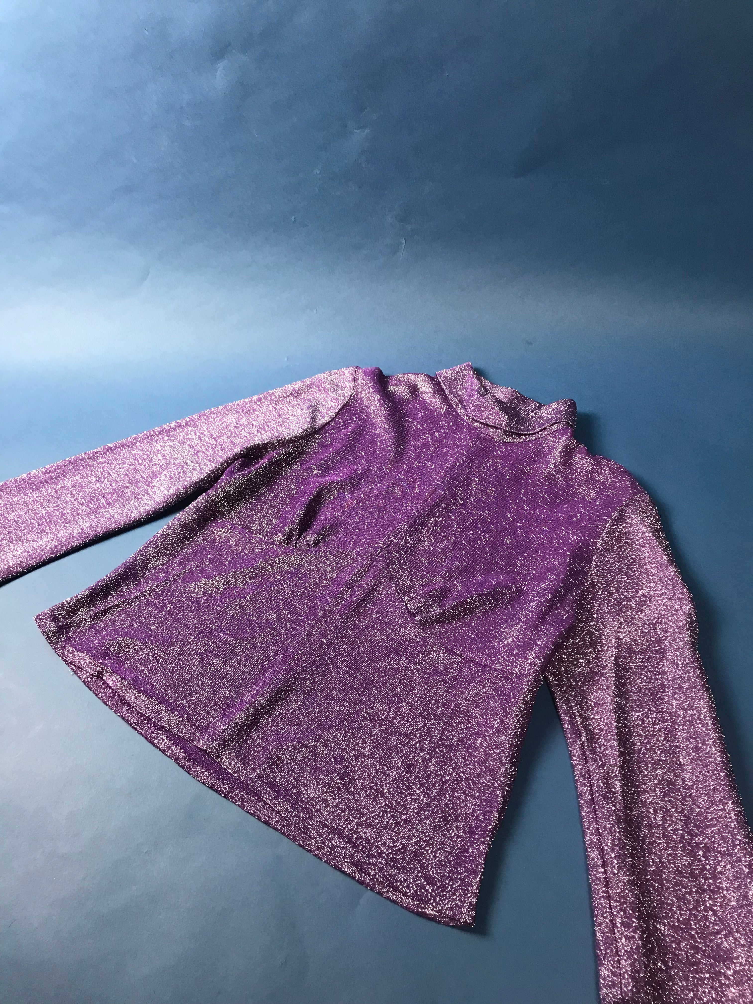 Vintage 1960s Lurex Purple Mod Style Top