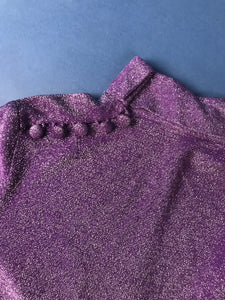 Vintage 1960s Lurex Purple Mod Style Top