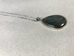 Load image into Gallery viewer, Vintage 1970s Silver Teardrop Shape Pendant w/ Labradorite Stone
