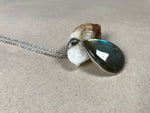 Load image into Gallery viewer, Vintage 1970s Silver Teardrop Shape Pendant w/ Labradorite Stone
