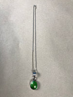 Load image into Gallery viewer, Vintage 1970s Silver Mexican Iridescent Green Ammolite Stone Pendant
