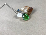 Load image into Gallery viewer, Vintage 1970s Silver Mexican Iridescent Green Ammolite Stone Pendant
