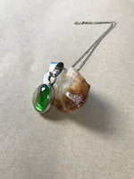 Load image into Gallery viewer, Vintage 1970s Silver Mexican Iridescent Green Ammolite Stone Pendant
