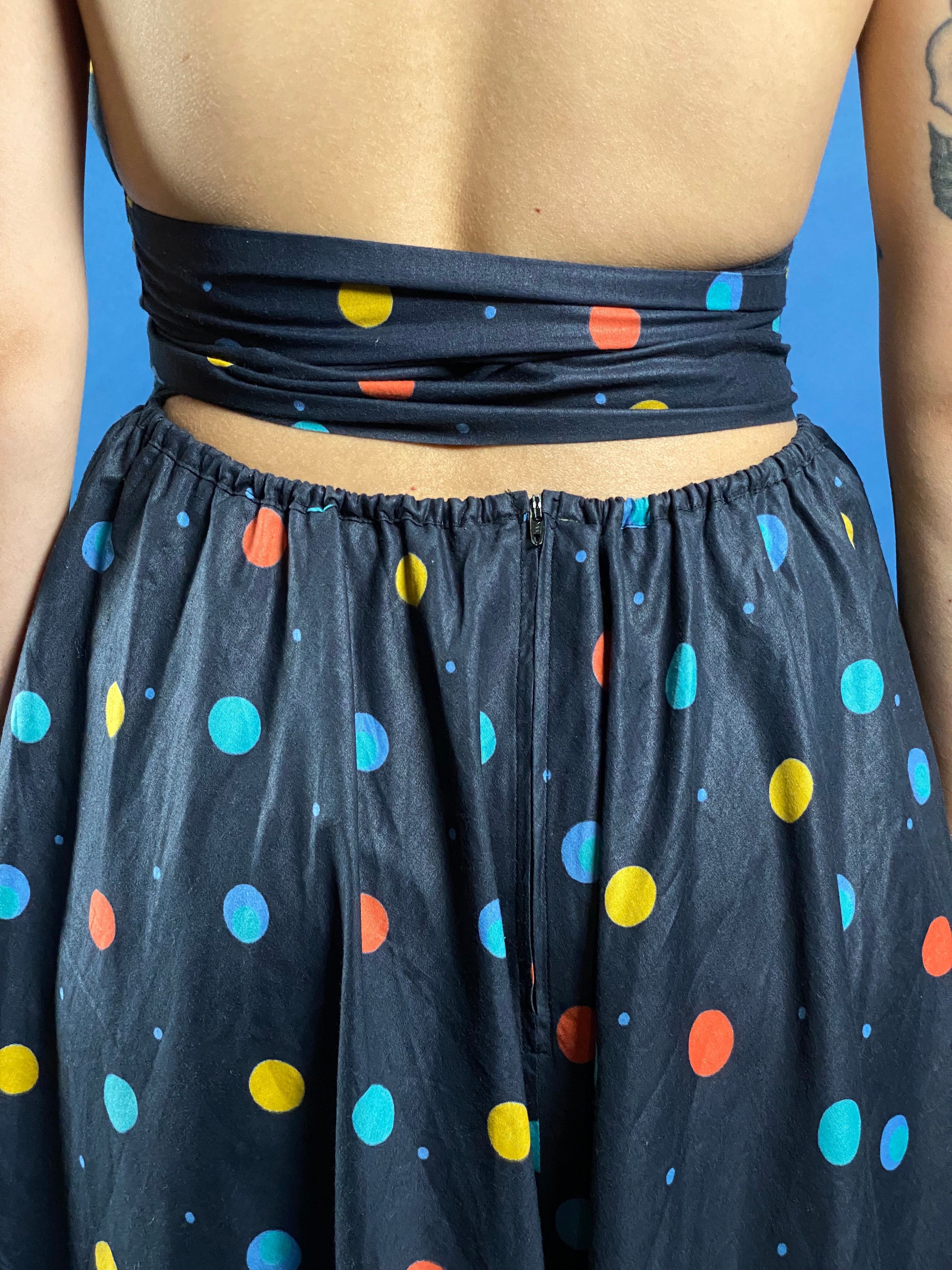 Vintage 1980s Swing Dress with Polka Dot Pattern