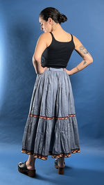 Load image into Gallery viewer, Vintage 1990s KENZO jeans Pleated Light Denim Maxi Skirt w/ The Great Wave Label
