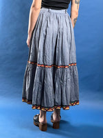 Load image into Gallery viewer, Vintage 1990s KENZO jeans Pleated Light Denim Maxi Skirt w/ The Great Wave Label
