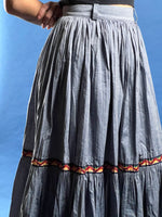 Load image into Gallery viewer, Vintage 1990s KENZO jeans Pleated Light Denim Maxi Skirt w/ The Great Wave Label
