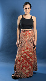 Load image into Gallery viewer, Vintage 1970s Indian Cotton Maxi Gauze Skirt, w/ Handmade Indian Block Print
