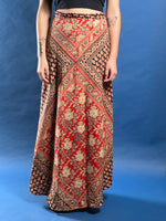 Load image into Gallery viewer, Vintage 1970s Indian Cotton Maxi Gauze Skirt, w/ Handmade Indian Block Print
