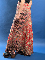 Load image into Gallery viewer, Vintage 1970s Indian Cotton Maxi Gauze Skirt, w/ Handmade Indian Block Print
