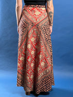 Load image into Gallery viewer, Vintage 1970s Indian Cotton Maxi Gauze Skirt, w/ Handmade Indian Block Print
