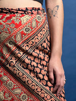 Load image into Gallery viewer, Vintage 1970s Indian Cotton Maxi Gauze Skirt, w/ Handmade Indian Block Print
