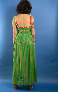 Vintage 1970s Prairie Maxi Dress with Floral Pattern