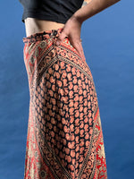 Load image into Gallery viewer, Vintage 1970s Indian Cotton Maxi Gauze Skirt, w/ Handmade Indian Block Print
