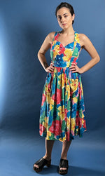 Load image into Gallery viewer, Vintage 1980s Floral Midi Satin Aline Dress
