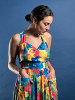 Load image into Gallery viewer, Vintage 1980s Floral Midi Satin Aline Dress
