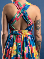 Load image into Gallery viewer, Vintage 1980s Floral Midi Satin Aline Dress
