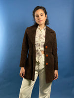 Load image into Gallery viewer, Vintage 1970s Suede Leather Wide Collar Coat
