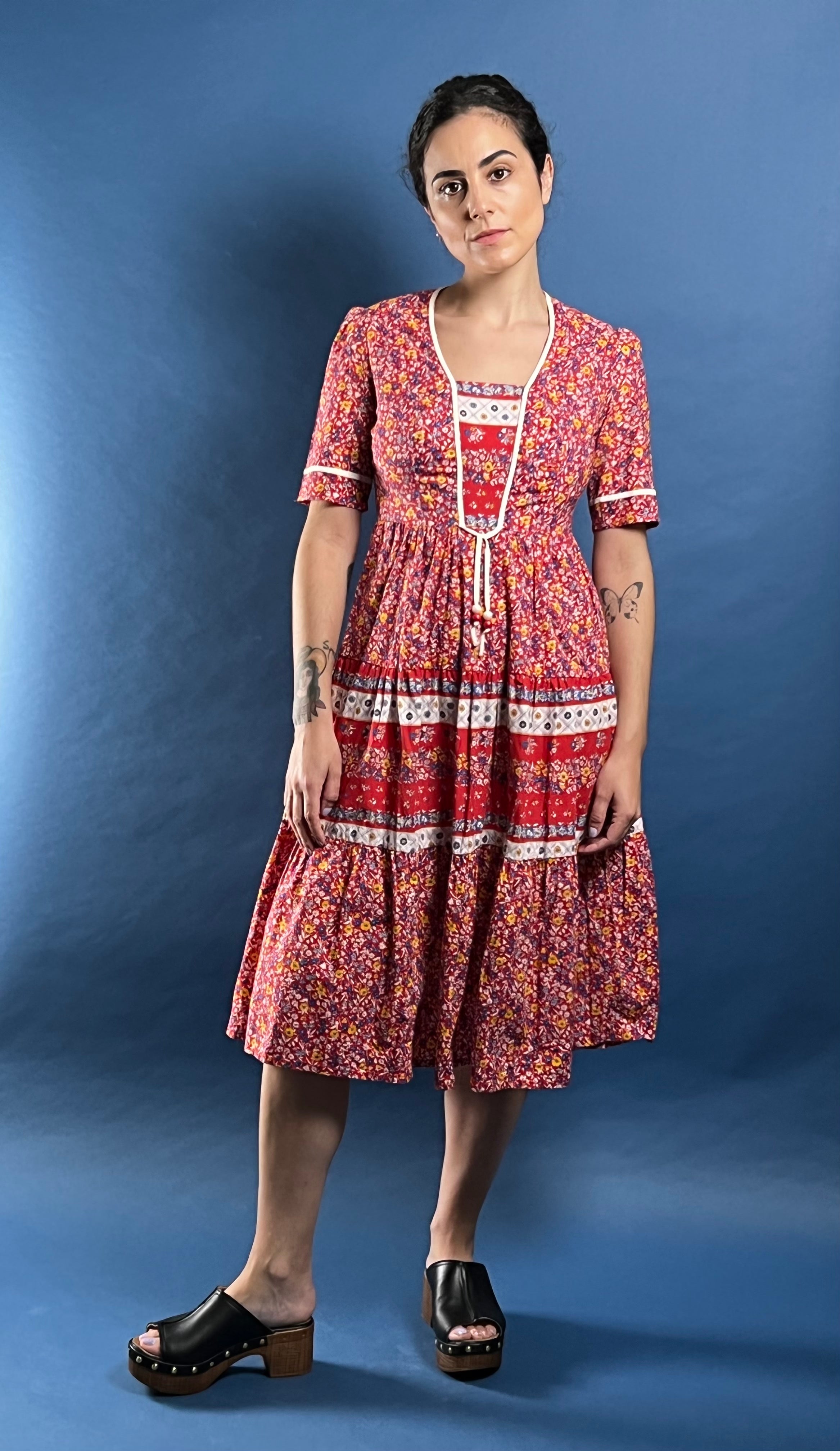 Vintage 1970s RICHARDS SHOP Summer Prairie Dress