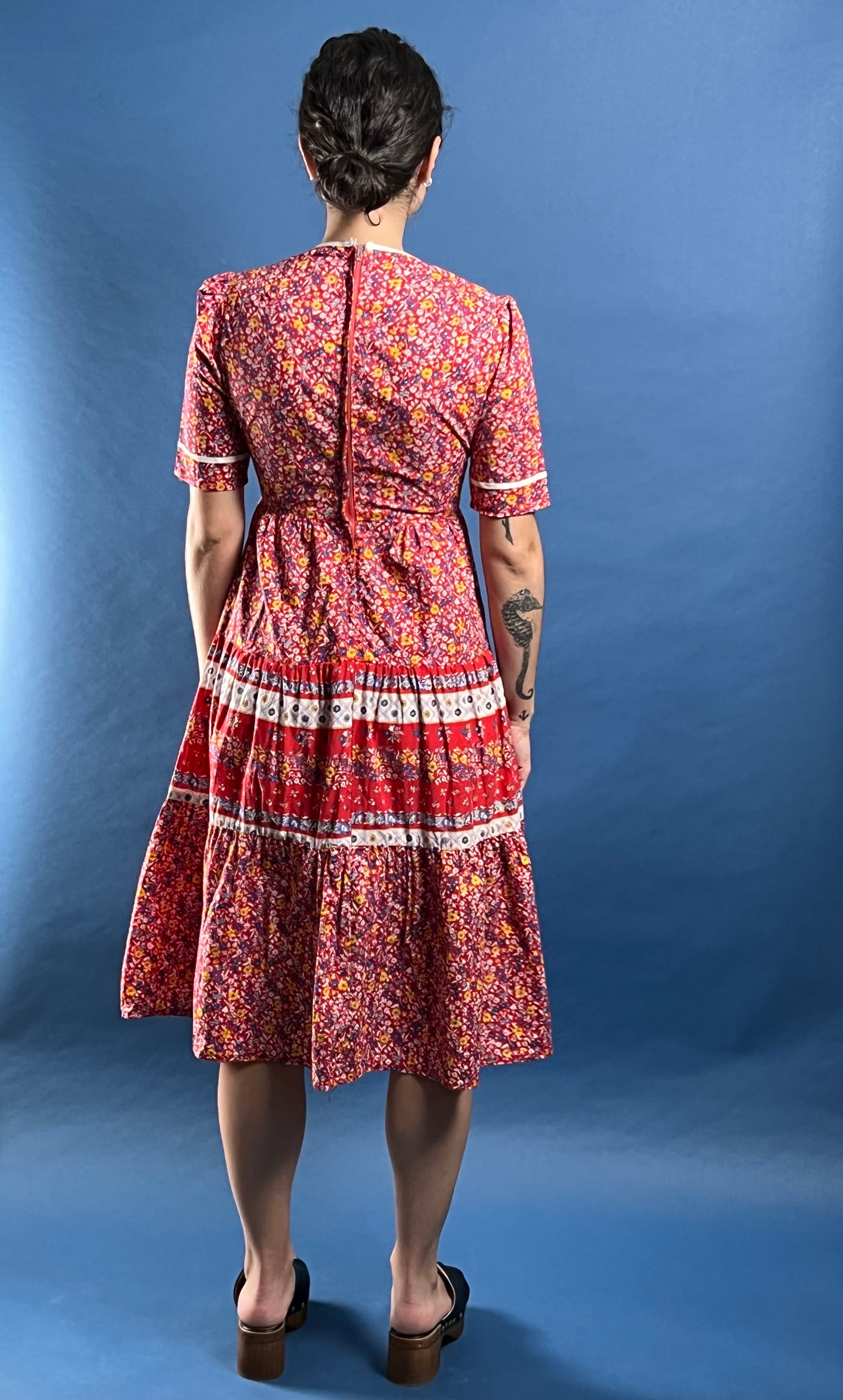 Vintage 1970s RICHARDS SHOP Summer Prairie Dress