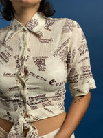 Load image into Gallery viewer, Vintage 1970s Newspaper Print Tie-Waist Top
