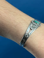 Load image into Gallery viewer, Vintage 1970s Native American Hopi Silver Cuff w/ Jade Stone
