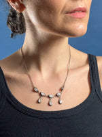 Load image into Gallery viewer, Vintage 1930s Art Deco Silver &amp; Mother of Pearl Teardrop Necklace
