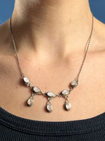 Load image into Gallery viewer, Vintage 1930s Art Deco Silver &amp; Mother of Pearl Teardrop Necklace
