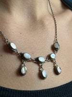 Load image into Gallery viewer, Vintage 1930s Art Deco Silver &amp; Mother of Pearl Teardrop Necklace
