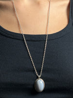 Load image into Gallery viewer, Vintage 1920s Art Deco Pendant Necklace w/ Blue Lace Agate Stone
