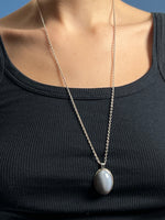 Load image into Gallery viewer, Vintage 1920s Art Deco Pendant Necklace w/ Blue Lace Agate Stone
