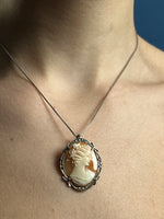 Load image into Gallery viewer, Antique Art Nouveau Silver Cameo Pendant &amp; Brooch
