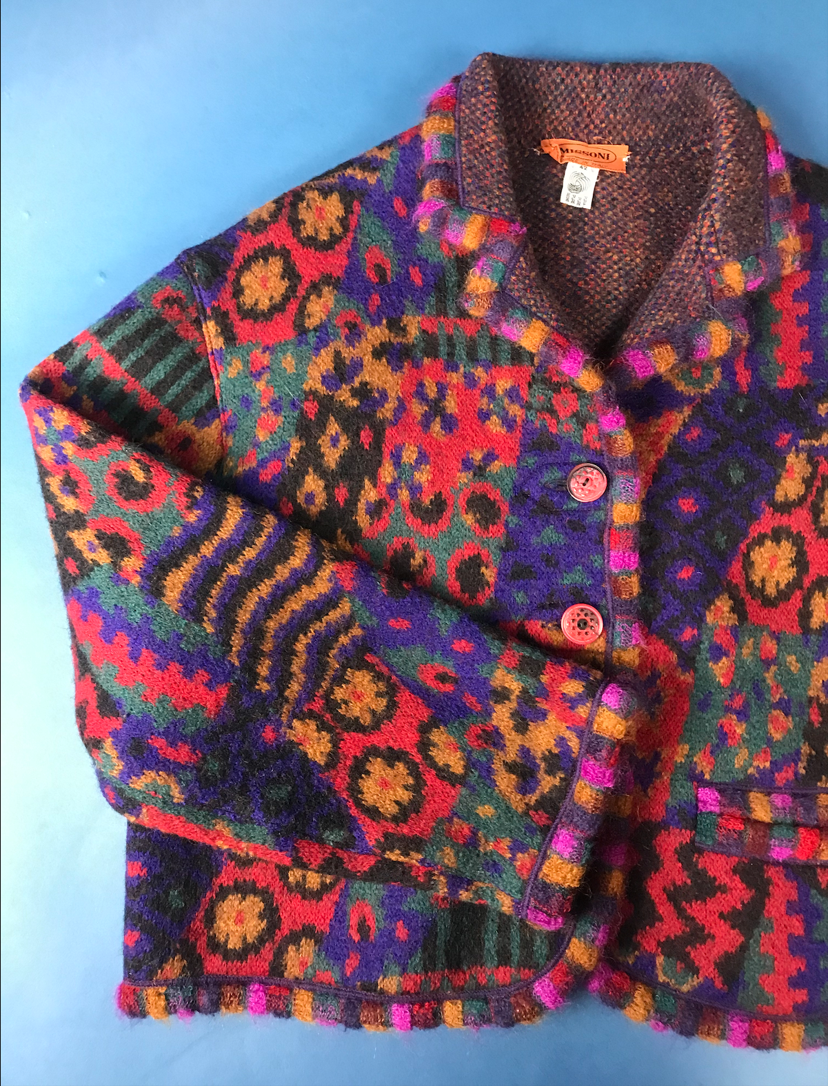 Vintage 1980s MISSONI Wool Abstract Pattern Jacket