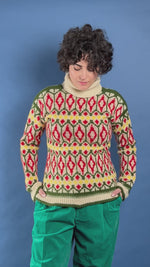 Load and play video in Gallery viewer, Vintage 1970s Nordic Design Heavy Wool Knit Jumper
