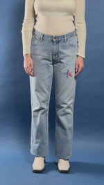 Load and play video in Gallery viewer, Vintage 1970s WRANGLER Light Wash Bootcut Jeans
