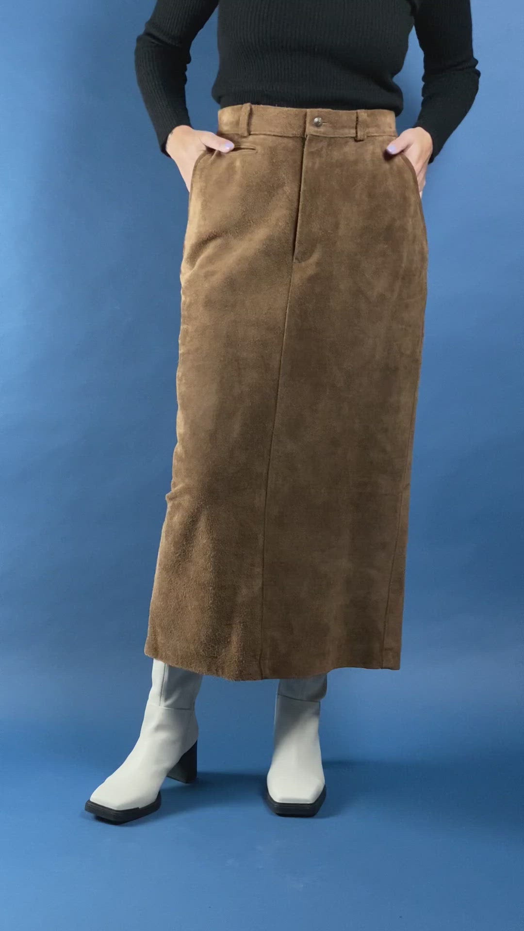 Vintage 1990s Ralph Lauren Country Suede Maxi Skirt