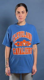 Load and play video in Gallery viewer, Vintage 1980s Cleveland Cavalier 50/50 T-shirt w/ Illustration
