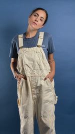 Load and play video in Gallery viewer, Vintage 1980s Distressed White CARHARTT Dungarees
